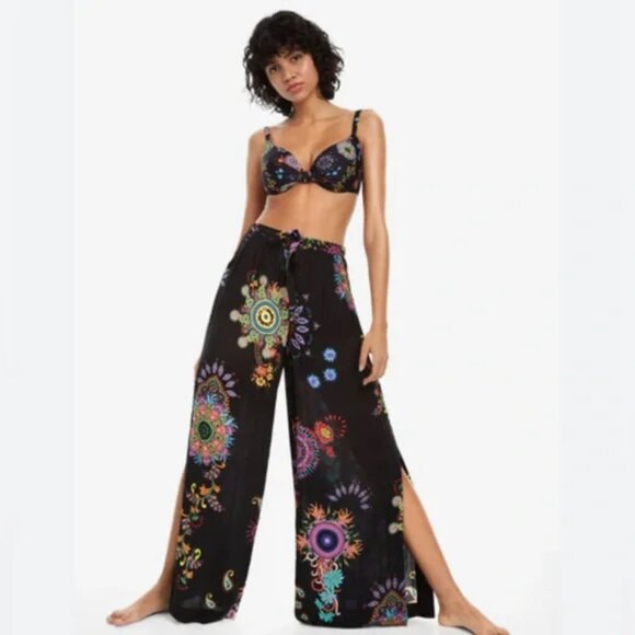 Desigual Palazzo Kasidy Psychedelic Split Leg Trouser - Picture 1 of 16